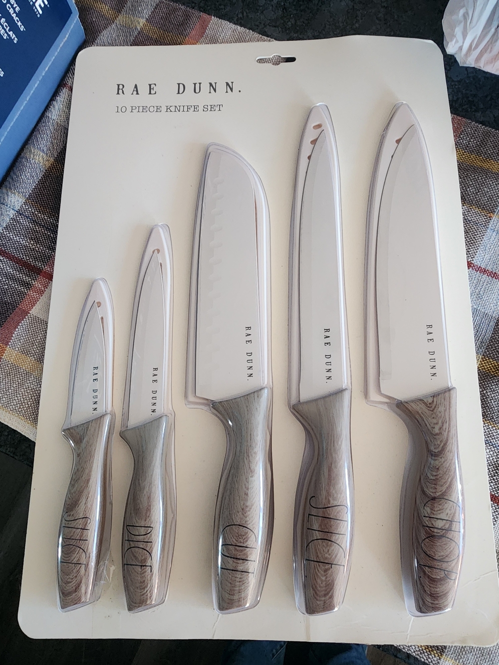 Rae Dunn Gray Woodgrain 10-Piece Knife Set Brand New In Package